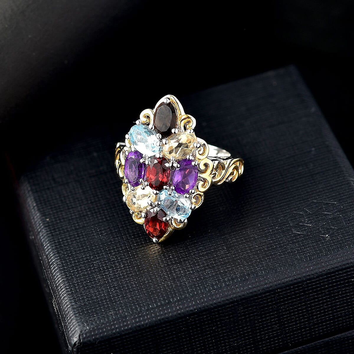 EverTrue Multi Gemstone Ring in 18K YG Plated and Platinum Bond 4.40 ctw (Size 5.0) image number 1