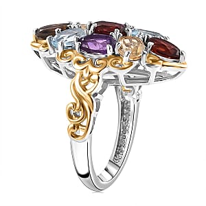 EverTrue Multi Gemstone Ring in 18K YG Plated and Platinum Bond 4.40 ctw (Size 5.0)