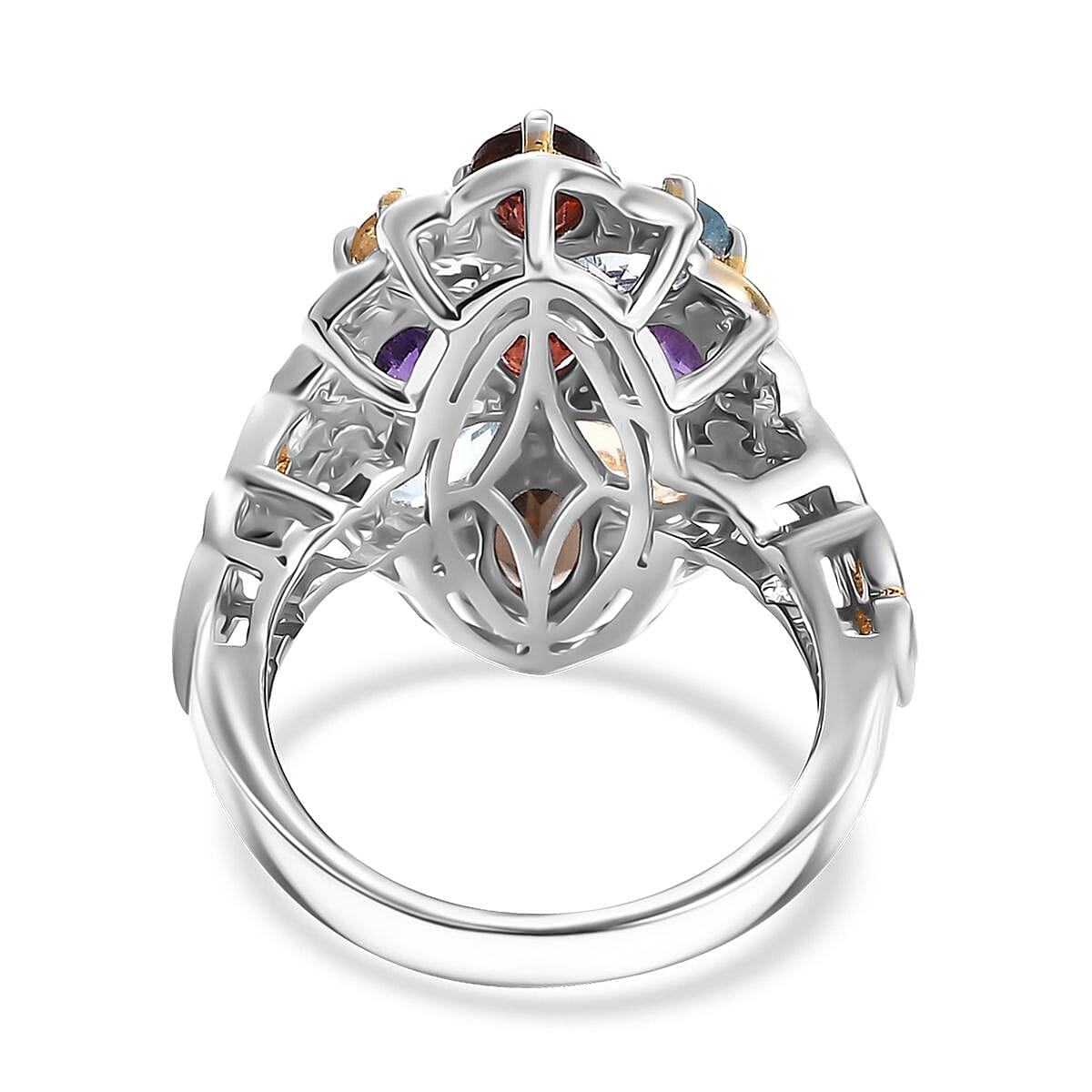 EverTrue Multi Gemstone Ring in 18K YG Plated and Platinum Bond 4.40 ctw (Size 5.0) image number 4