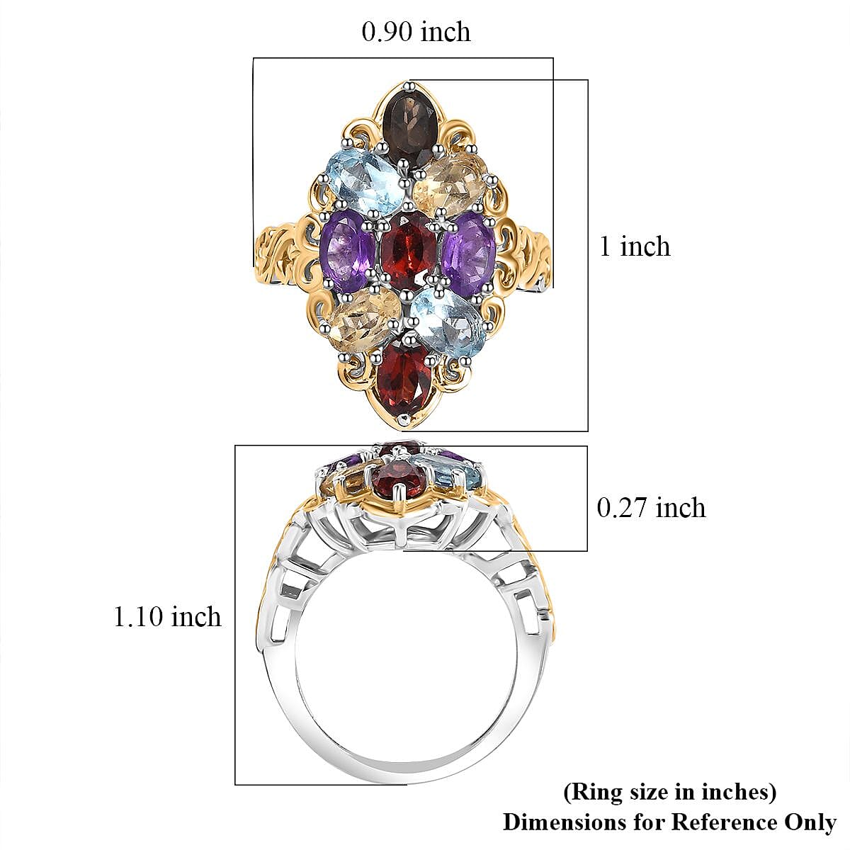 EverTrue Multi Gemstone Ring in 18K YG Plated and Platinum Bond 4.40 ctw (Size 5.0) image number 5