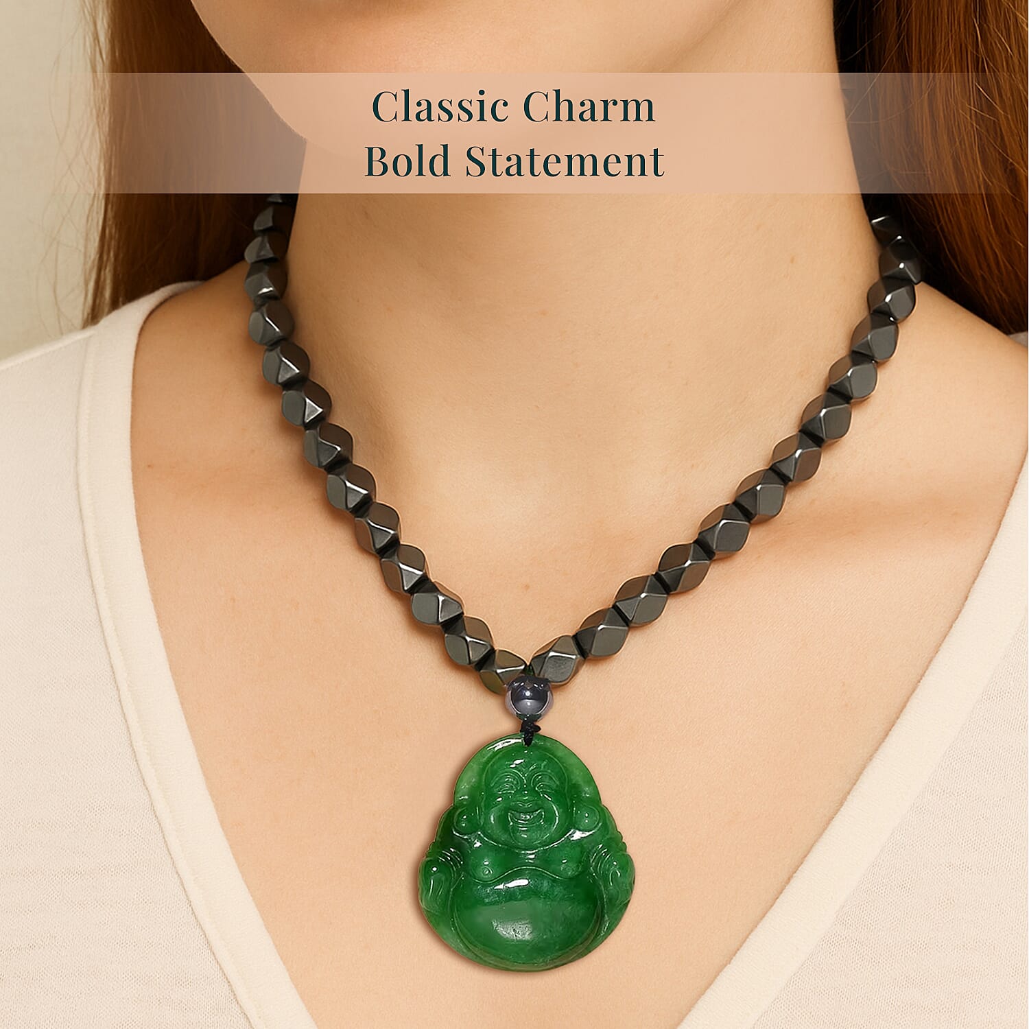 Buy Green Jade (D) Laughing Buddha Carved and Terahertz