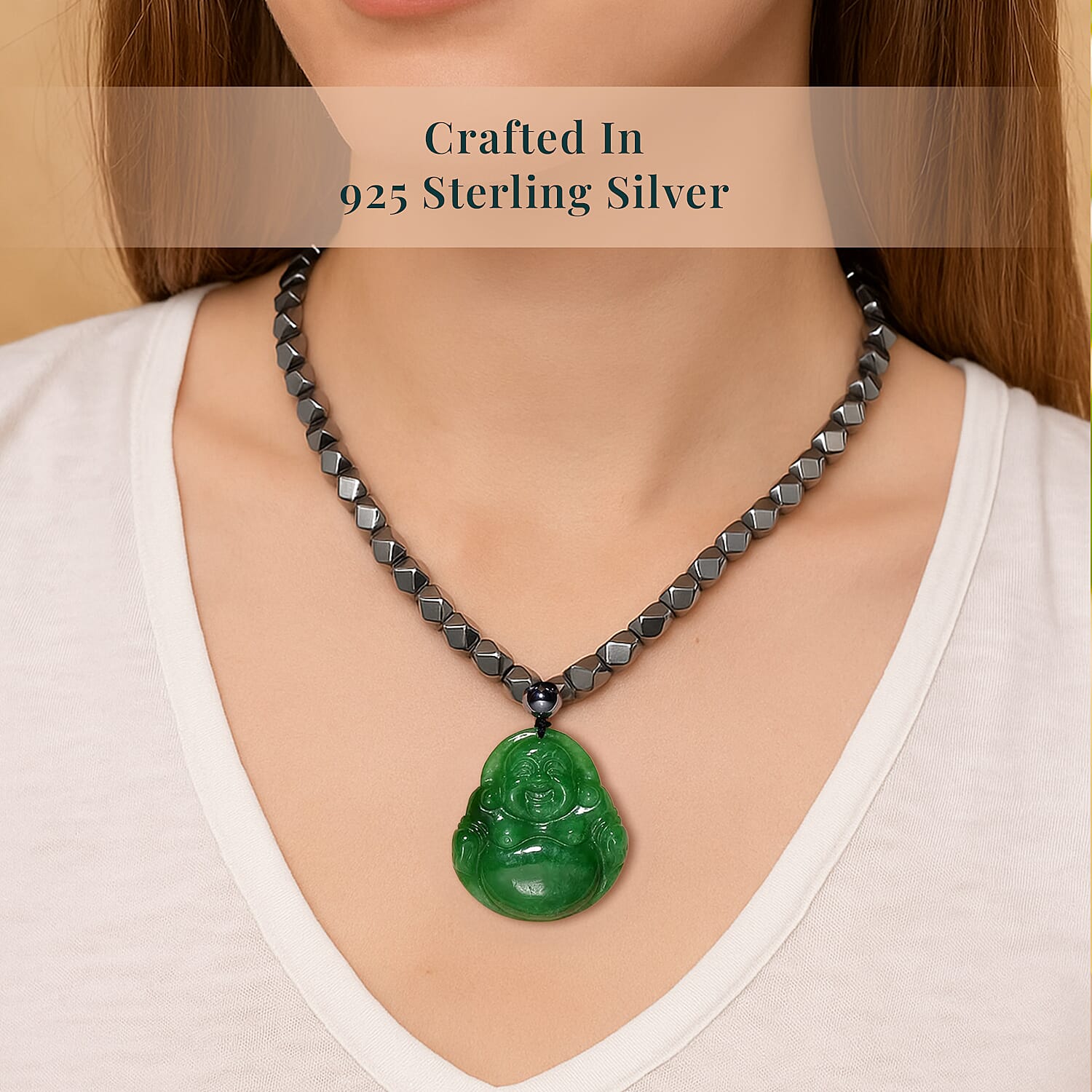 Buy Green Jade (D) Laughing Buddha Carved and Terahertz