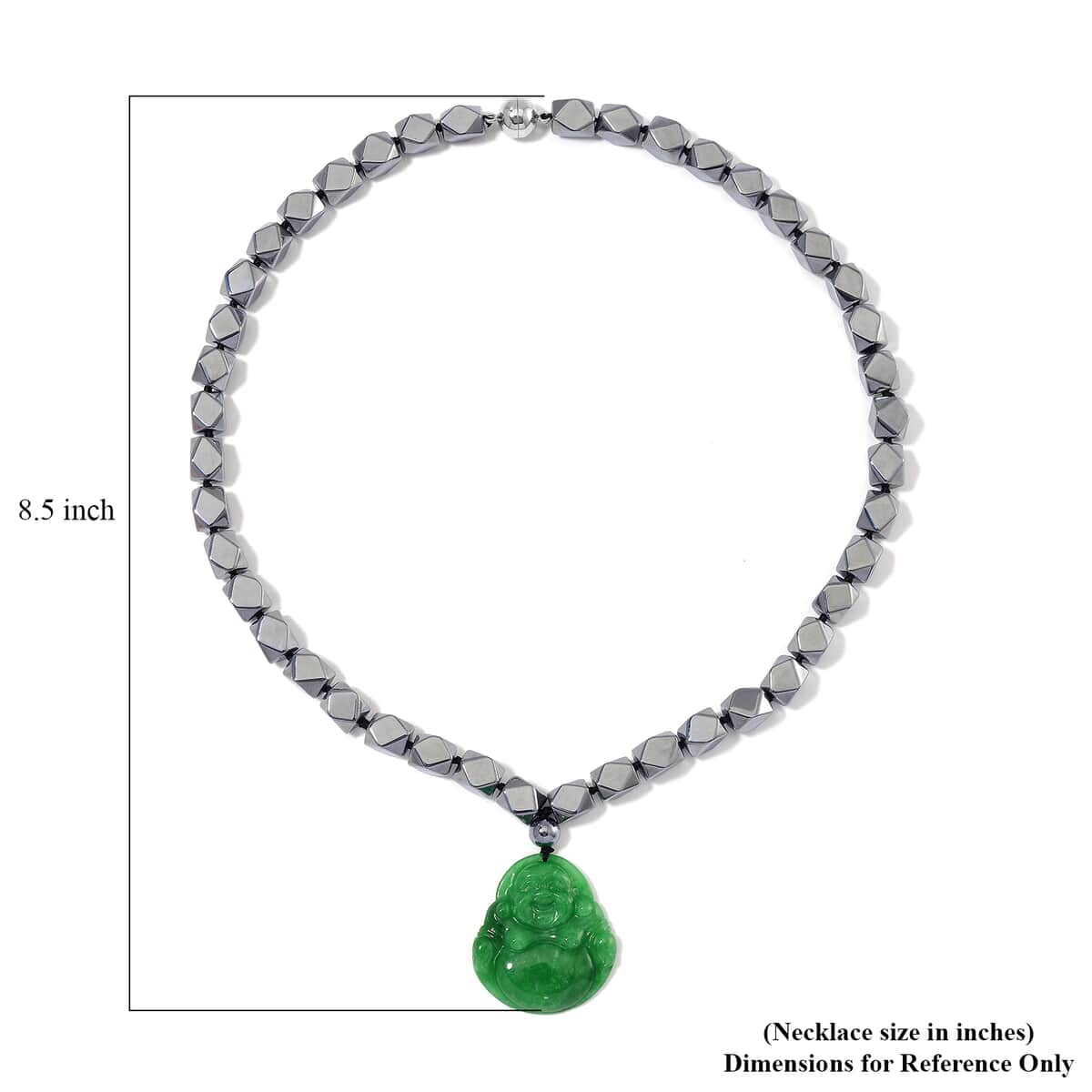 Green Jade (D) Laughing Buddha Carved and Terahertz 315.00 ctw Beaded Knotted Necklace in Rhodium Over Sterling Silver 20 Inches image number 5