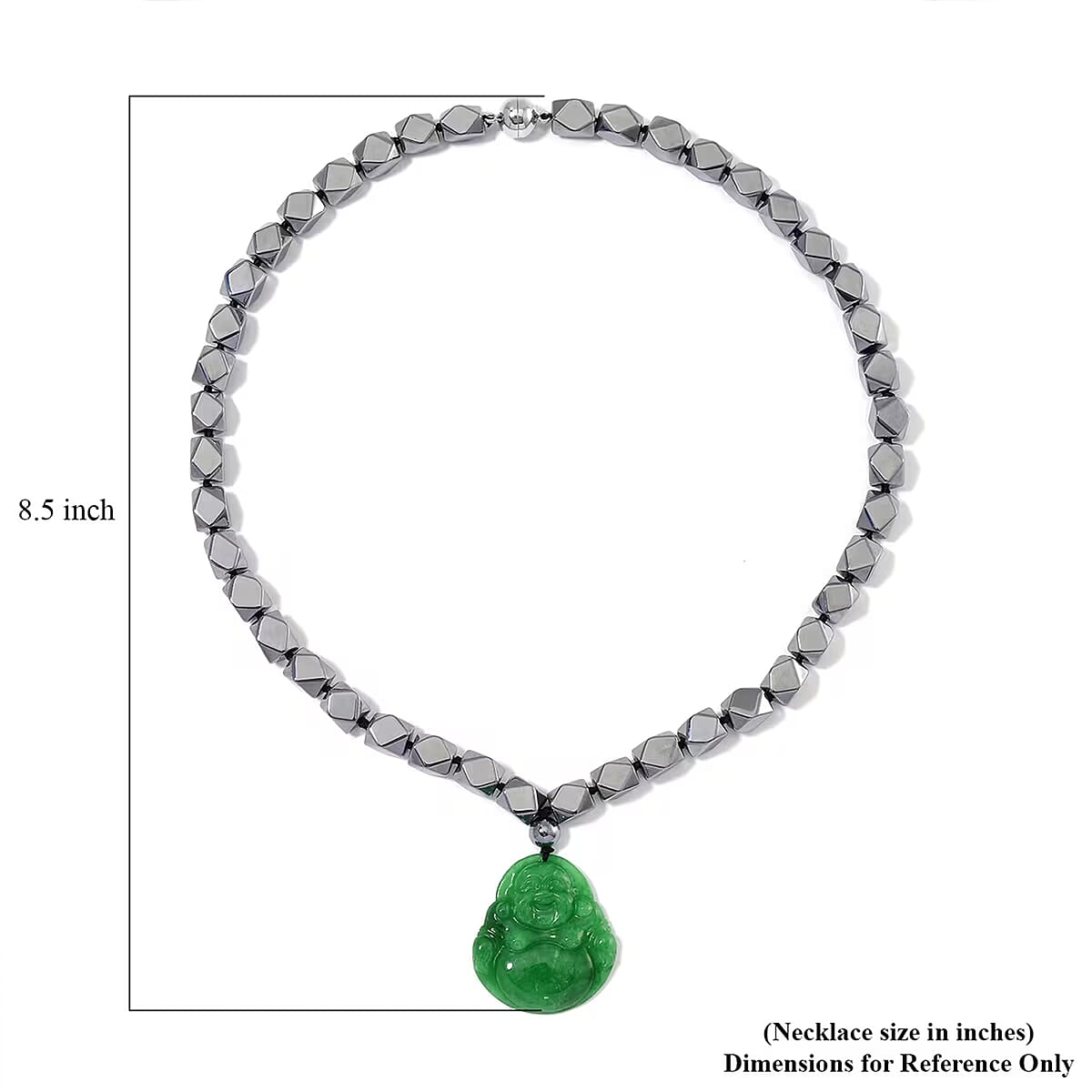 Green Jade (D) Laughing Buddha Carved and Terahertz 315.00 ctw Beaded Knotted Necklace in Rhodium Over Sterling Silver 20 Inches image number 6