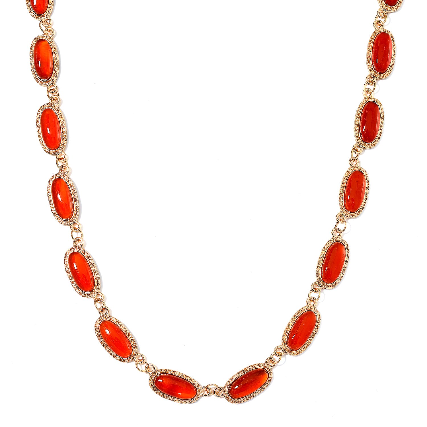 Red Agate 170.00 ctw Necklace 18-20 Inches in Goldtone 