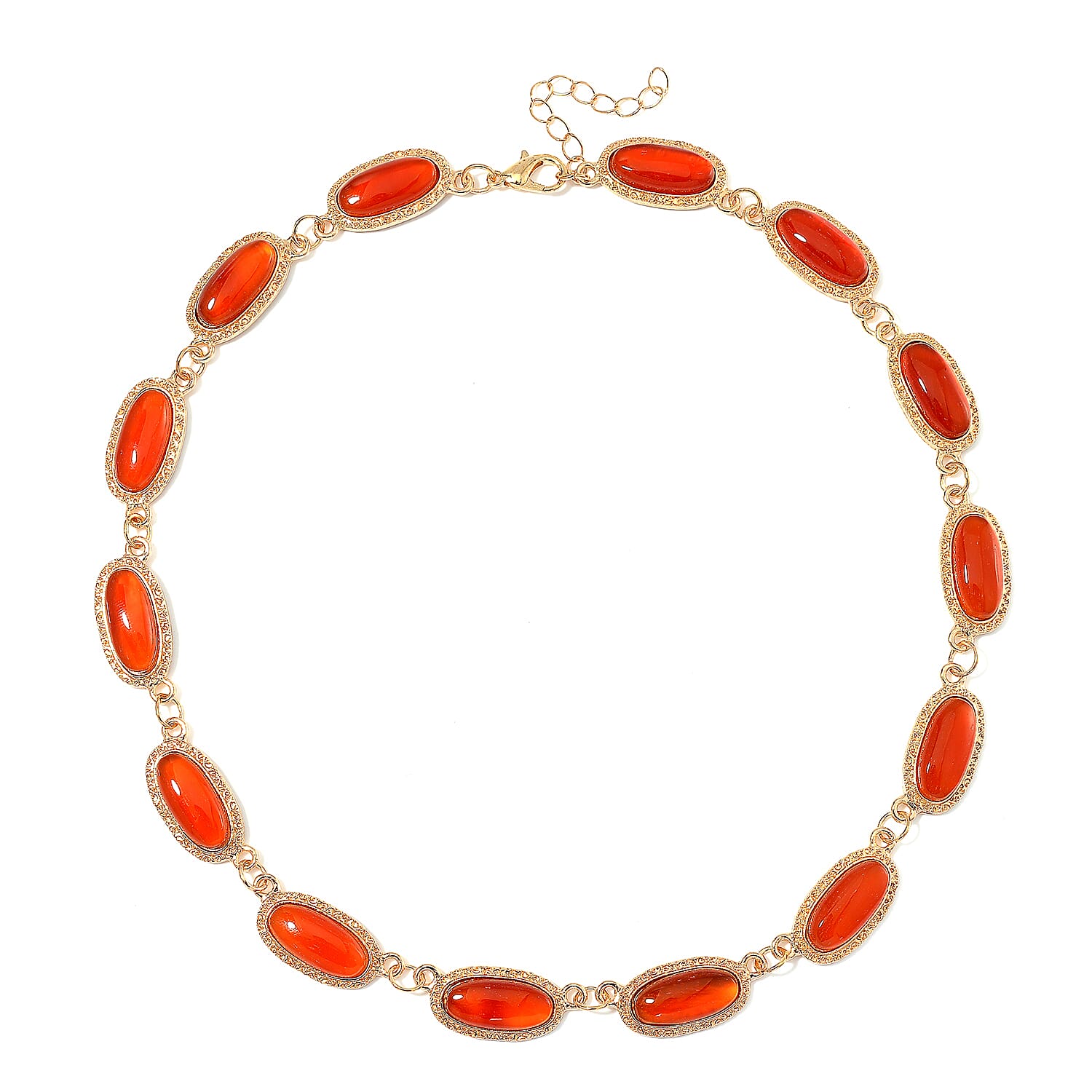 Red Agate 170.00 ctw Necklace 18-20 Inches in Goldtone 