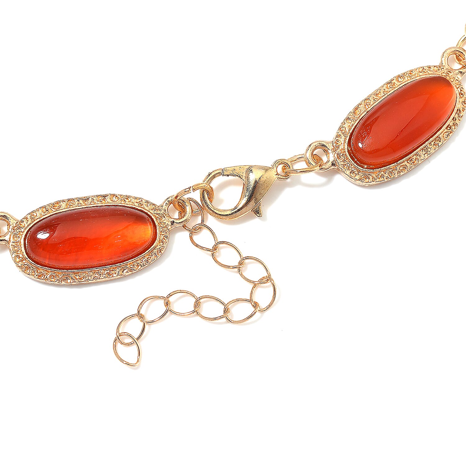 Red Agate 170.00 ctw Necklace 18-20 Inches in Goldtone 