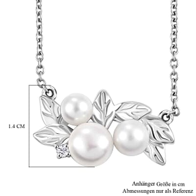 Freshwater Pearl and White Zircon Fancy 5.50 ctw Necklace in Goldtone 18 Inches