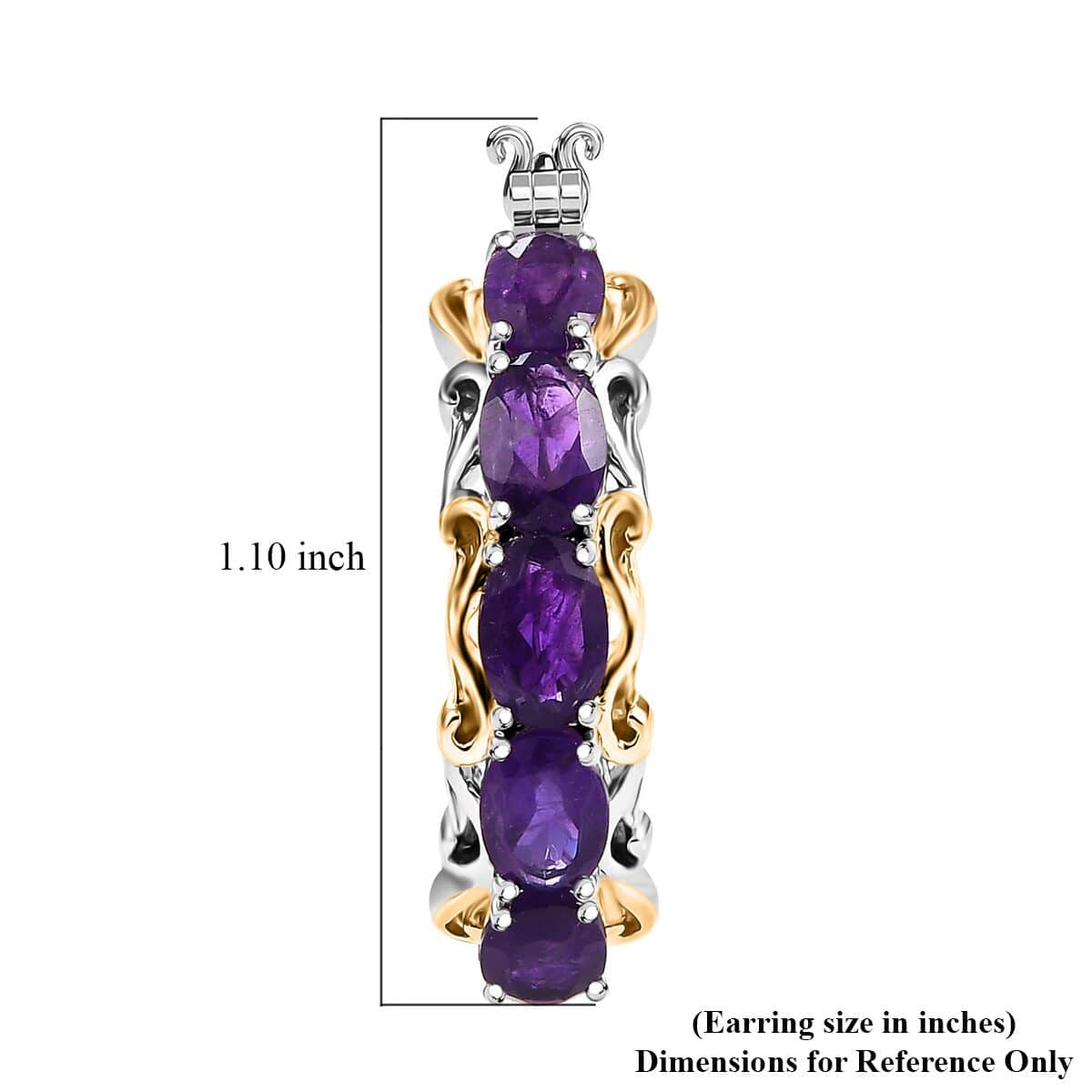 Karis African Amethyst 4.10 ctw Hoop Earrings in 18K YG Plated and Platinum Bond  image number 5