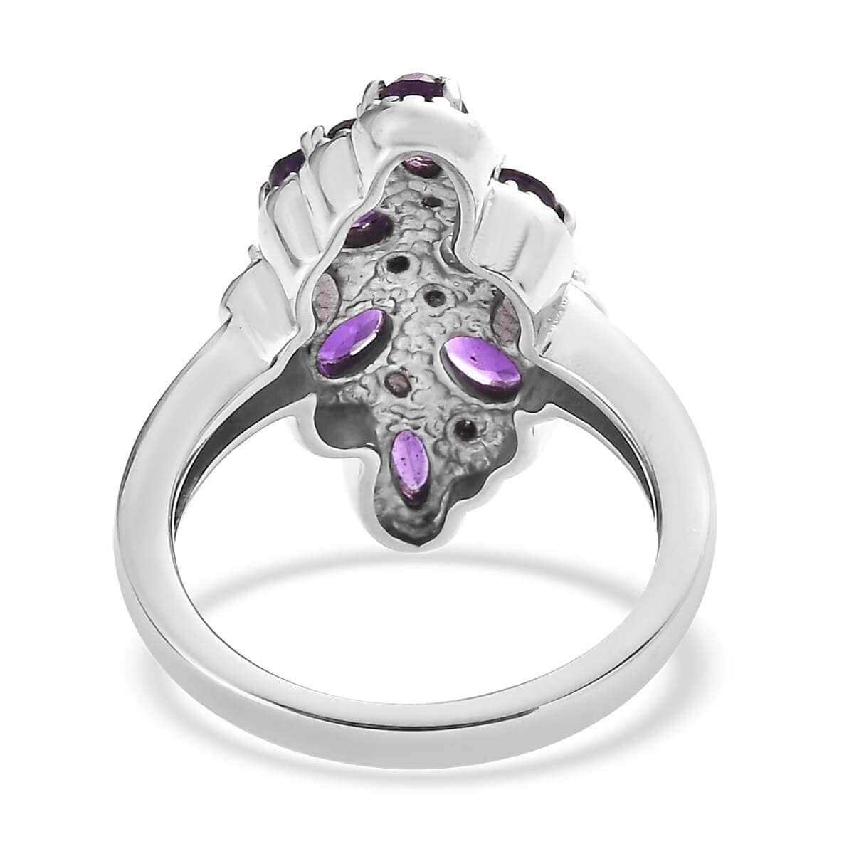 African Amethyst and Simulated Purple Diamond 2.35 ctw Ring in Stainless Steel (Size 10.0) image number 4