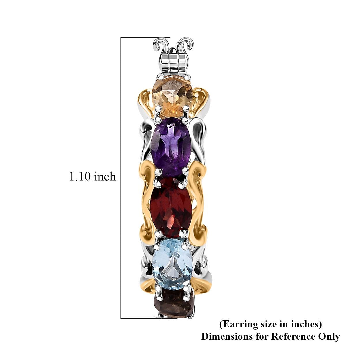 EverTrue Multi Gemstone 4.65 ctw Hoop Earrings in 18K Yellow Gold Plated and Platinum Bond image number 5
