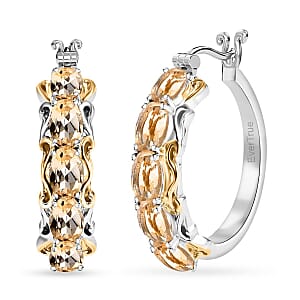 EverTrue Brazilian Citrine Hoop 4.25 ctw Earrings in 18K YG Plated and Platinum Bond