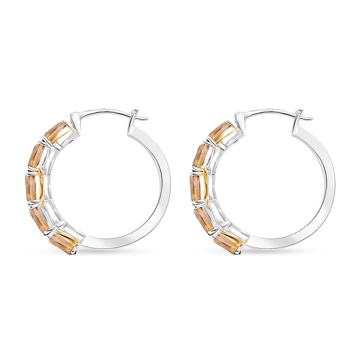 EverTrue Brazilian Citrine Hoop 4.25 ctw Earrings in 18K YG Plated and Platinum Bond image number 4