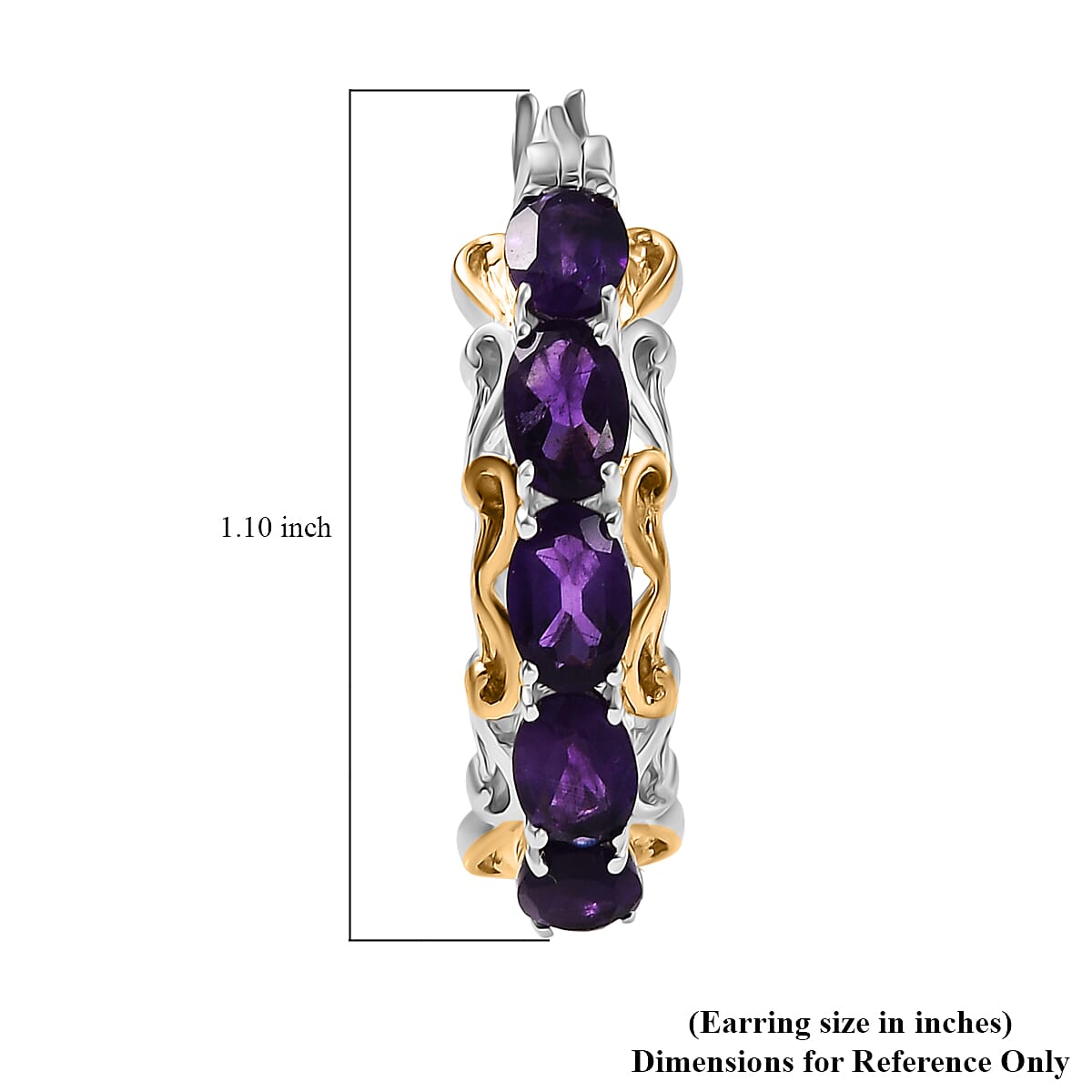EverTrue African Amethyst  Full Hoop Earrings 18K YG Plated and Platinum Bond 4.50 ctw image number 5