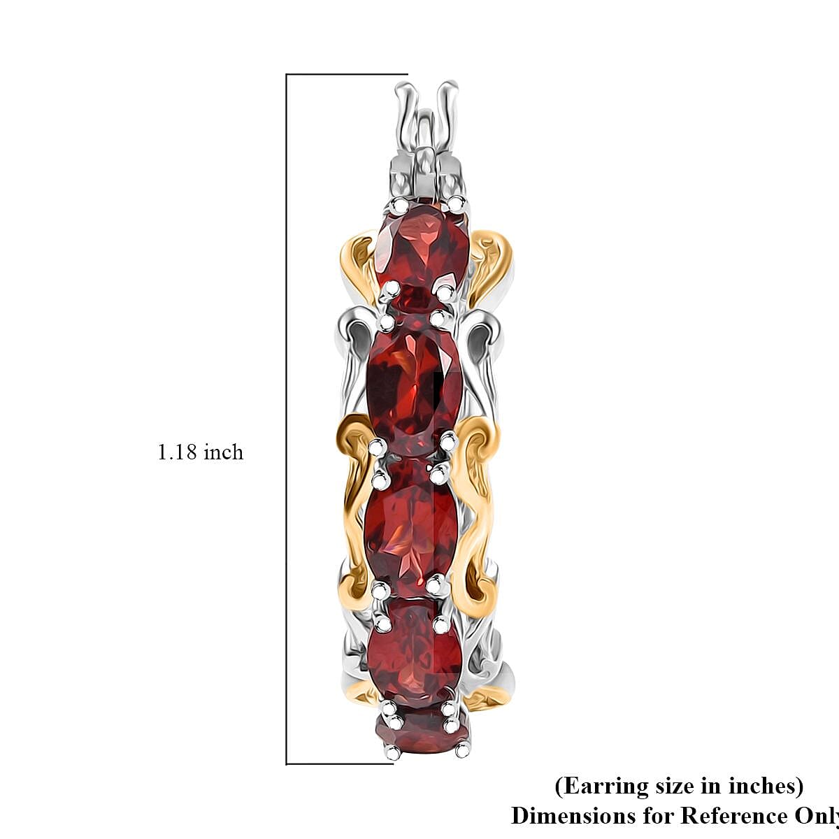 EverTrue Mozambique Garnet 4.60 ctw Hoop Earrings in 18K Yellow Gold Plated and Platinum Bond image number 5
