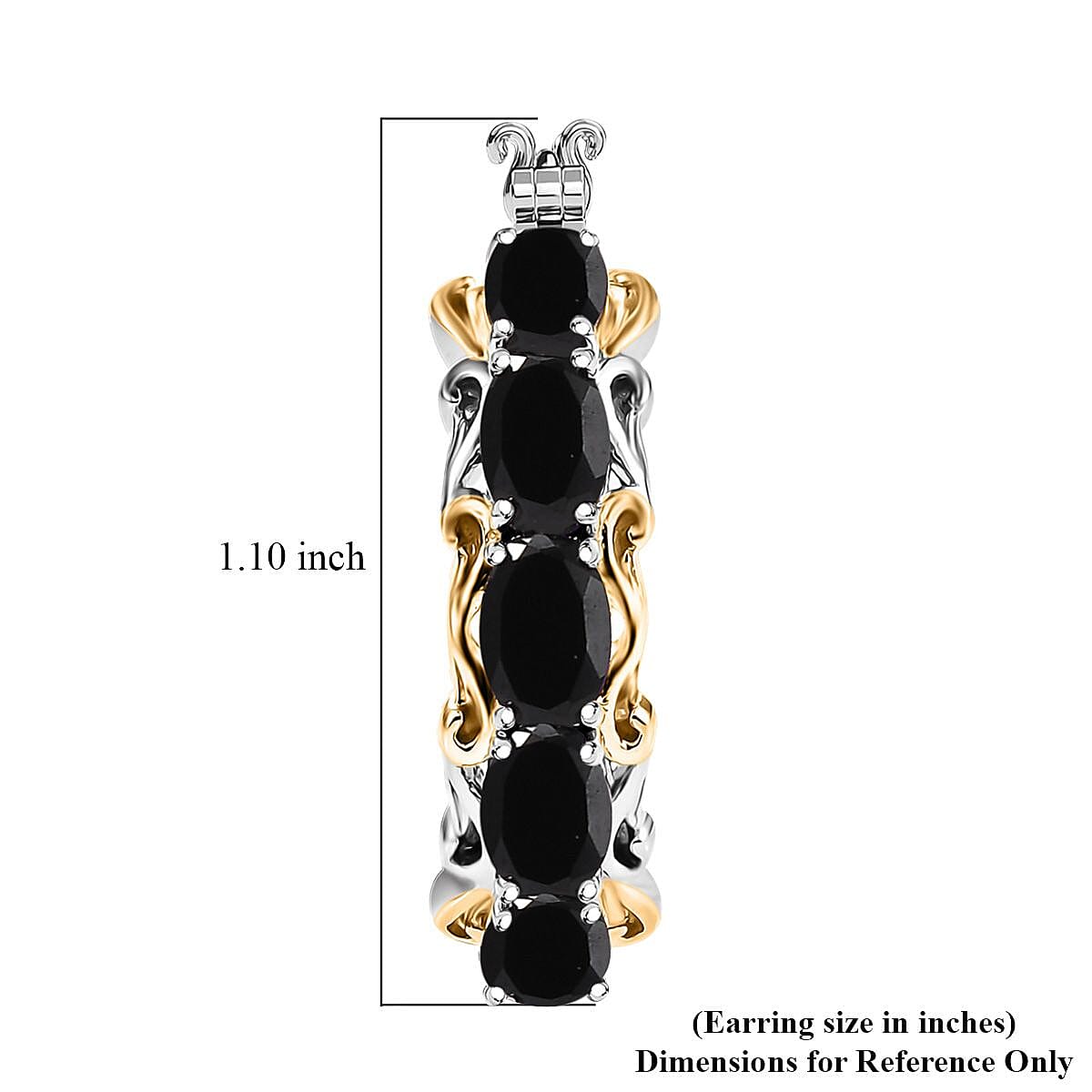 EverTrue Thai Black Spinel 4.75 ctw Hoop Earrings in 18K YG Plated and Platinum Bond image number 5