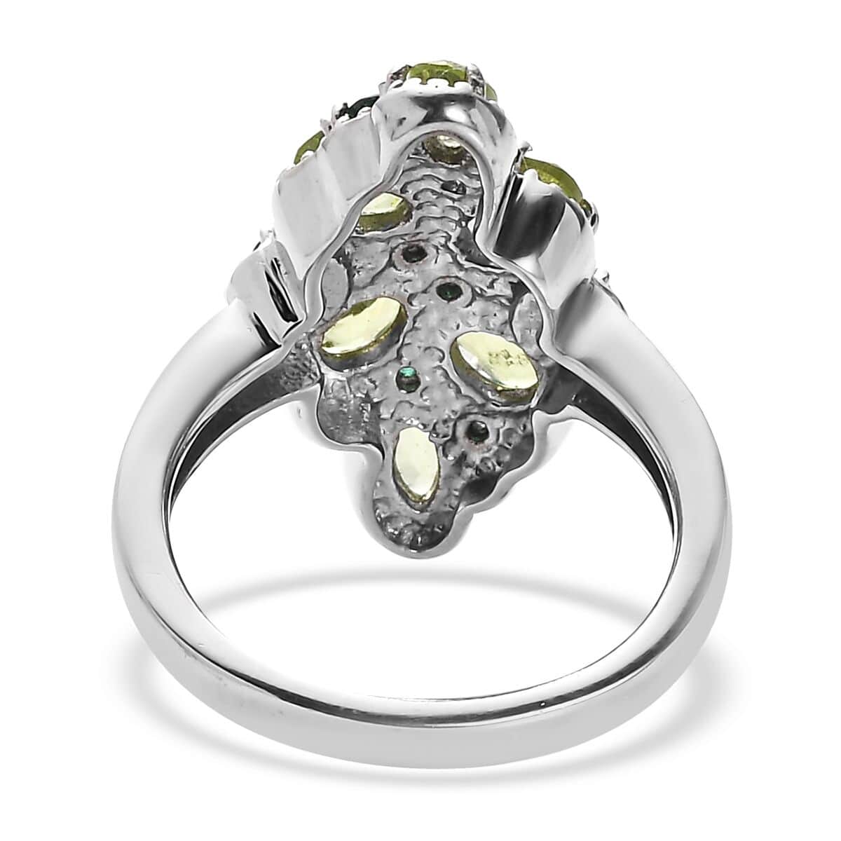 Peridot and Simulated Green Diamond 2.35 ctw Ring in Stainless Steel (Size 10.0) image number 4