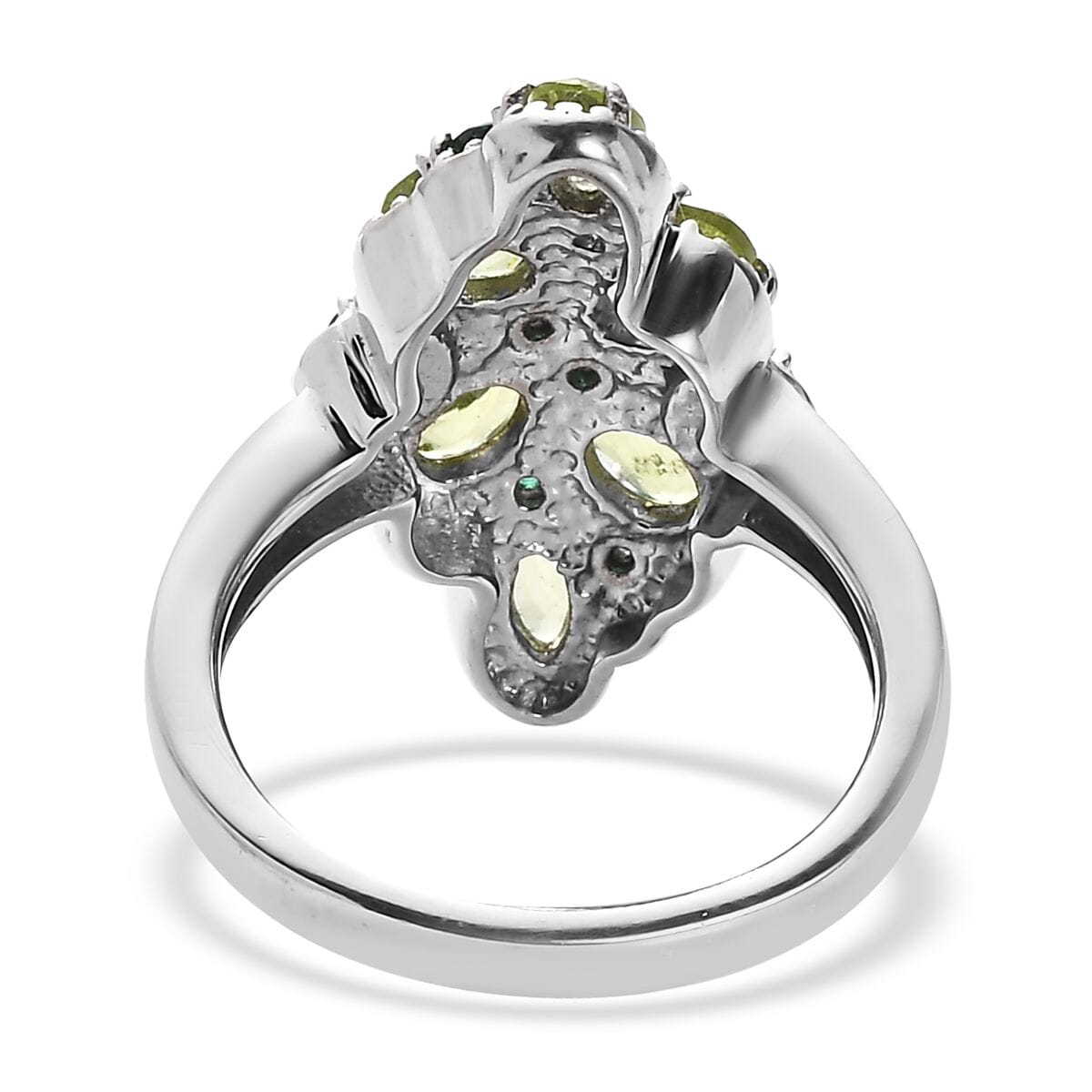 Peridot and Simulated Green Diamond 2.35 ctw Ring in Stainless Steel (Size 11.0) image number 4