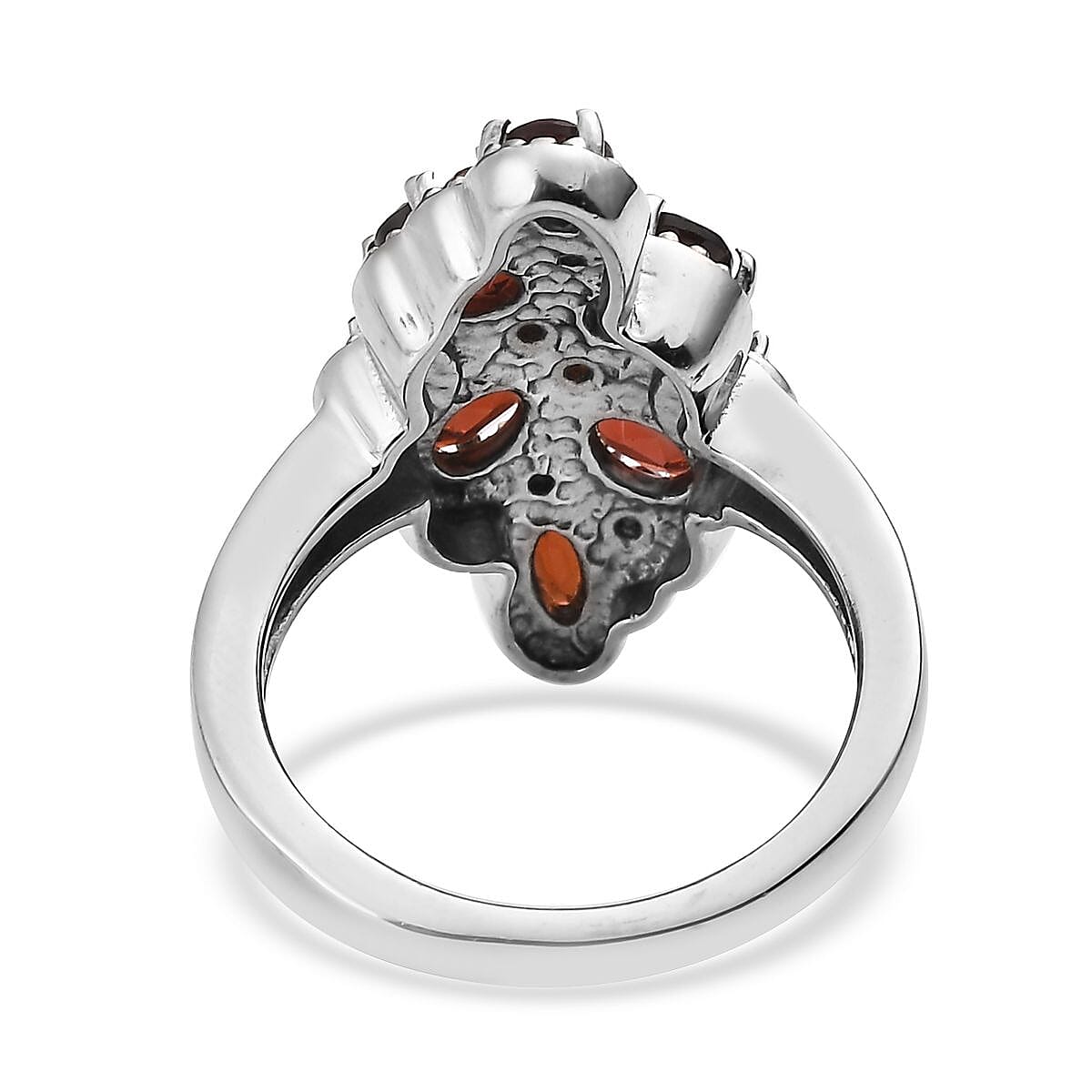 Mozambique Garnet and Simulated Red Diamond 2.00 ctw Ring in Stainless Steel (Size 6.0) image number 4