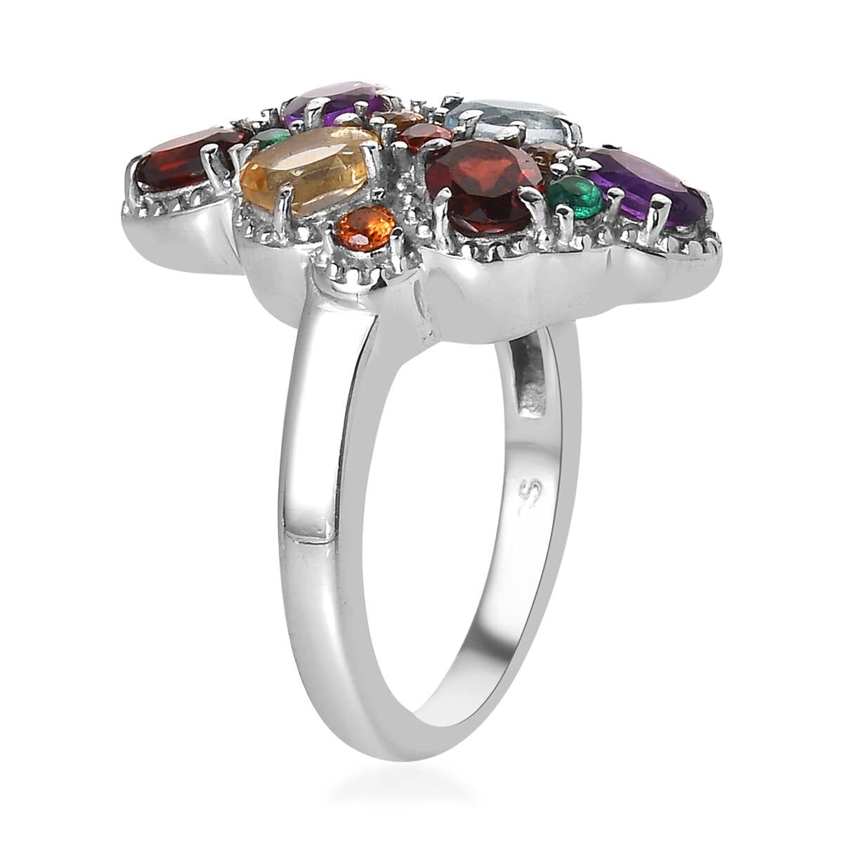 Multi Gemstone 2.85 ctw Ring in Stainless Steel (Size 8.0) image number 3
