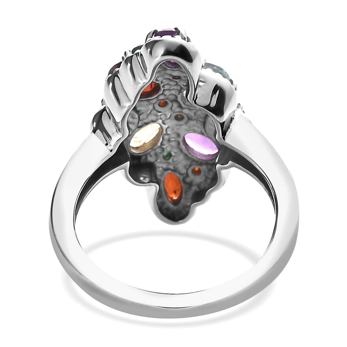 Multi Gemstone 2.85 ctw Ring in Stainless Steel (Size 8.0) image number 4