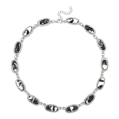 Grey Zebra Jasper 170.00 ctw Necklace 18-20 Inches in Silvertone