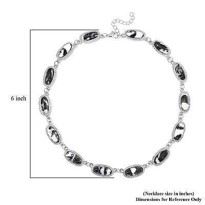 Grey Zebra Jasper 170.00 ctw Necklace 18-20 Inches in Silvertone