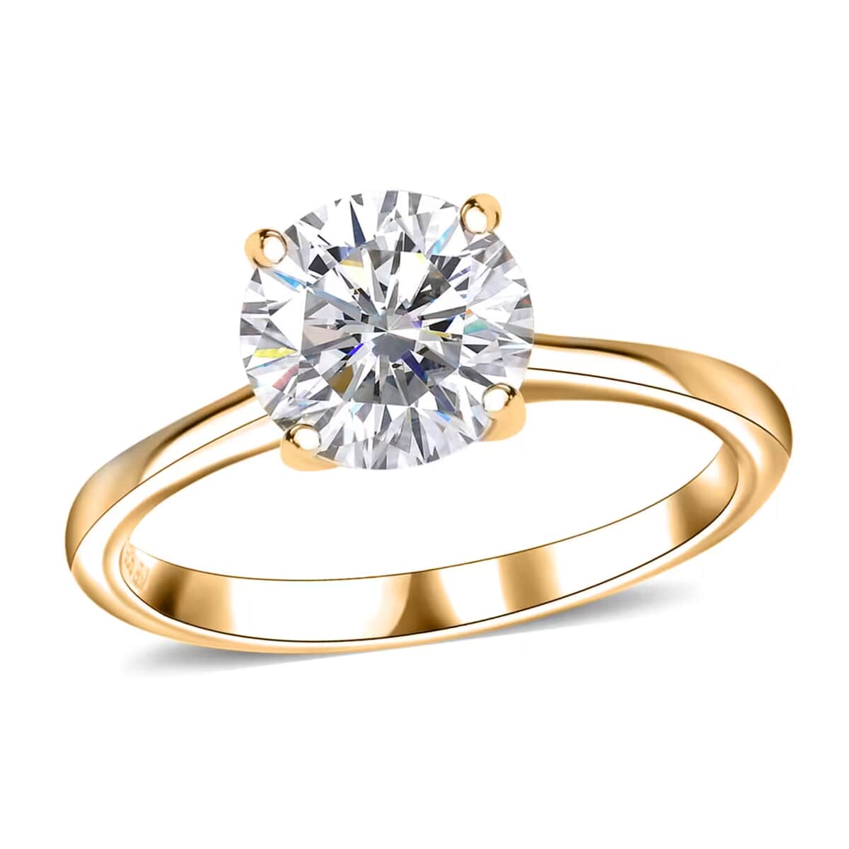 J Francis Embellished with Zirconia by Swarovski 3.40 ctw Solitaire Ring in 18K Vermeil Yellow Gold Over Sterling Silver (Size 10.0) (Del. in 10-12 Days) image number 0