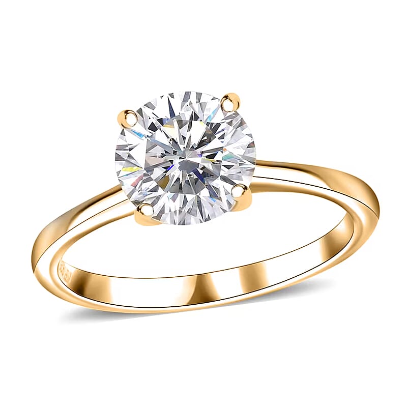 J Francis Embellished with Zirconia by Swarovski 3.40 ctw Solitaire Ring in 18K Vermeil Yellow Gold Over Sterling Silver (Size 10.0)