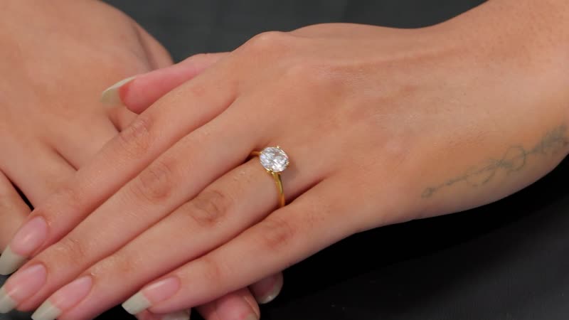 J Francis Embellished with Zirconia by Swarovski 3.40 ctw Solitaire Ring in 18K Vermeil Yellow Gold Over Sterling Silver (Size 10.0) (Del. in 10-12 Days)