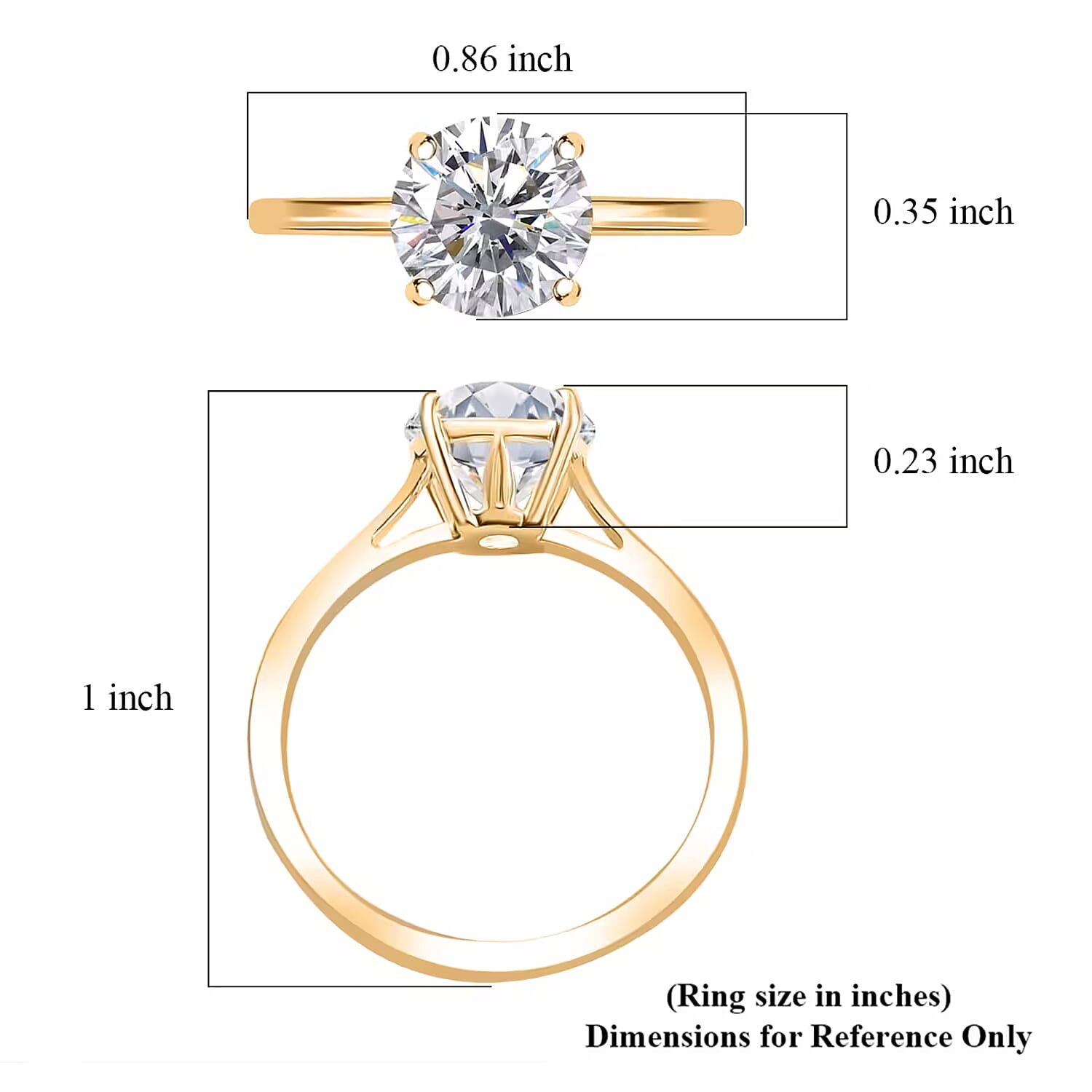 J Francis Embellished with Zirconia by Swarovski 3.40 ctw Solitaire Ring in 18K Vermeil Yellow Gold Over Sterling Silver (Size 10.0)
