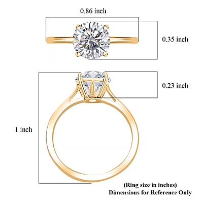 J Francis Embellished with Zirconia by Swarovski 3.40 ctw Solitaire Ring in 18K Vermeil Yellow Gold Over Sterling Silver (Size 10.0)