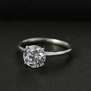 J Francis Embellished with Zirconia by Swarovski 3.40 ctw Solitaire Ring in Sterling Silver (Size 8.0)