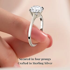 J Francis Embellished with Zirconia by Swarovski 3.40 ctw Solitaire Ring in Sterling Silver (Size 8.0)