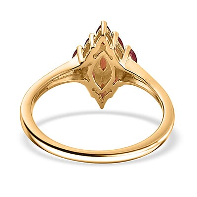 D'Joy Premium Red Sapphire 1.00 ctw Scarlet Flame Ring in 18K Vermeil Yellow Gold Over Sterling Silver (Size 10.0)
