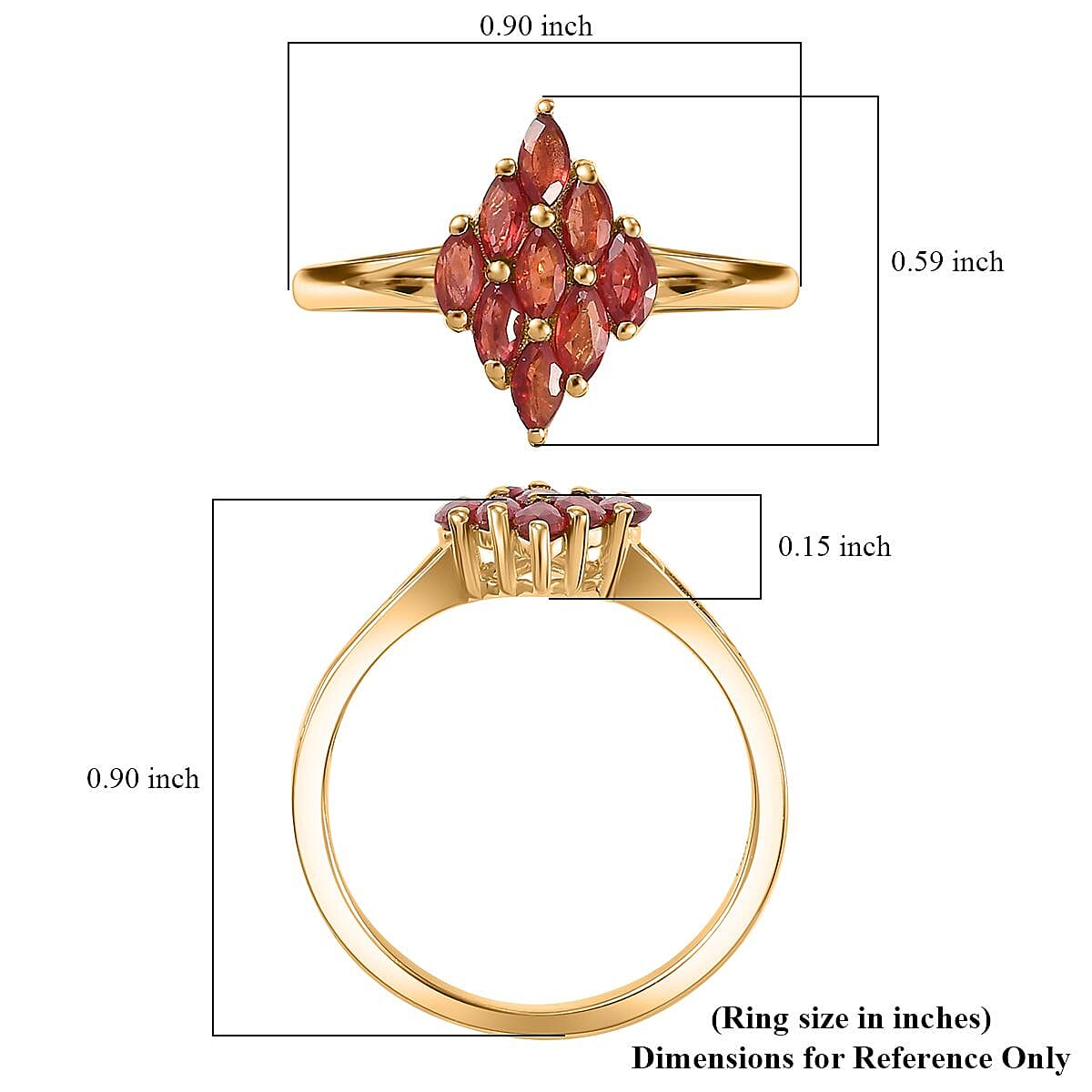 D'Joy Premium Red Sapphire 1.00 ctw Scarlet Flame Ring in 18K Vermeil Yellow Gold Over Sterling Silver (Size 10.0)