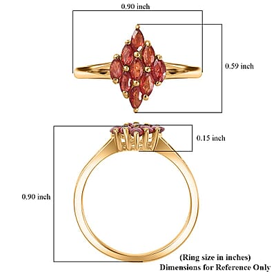 D'Joy Premium Red Sapphire 1.00 ctw Scarlet Flame Ring in 18K Vermeil Yellow Gold Over Sterling Silver (Size 10.0)