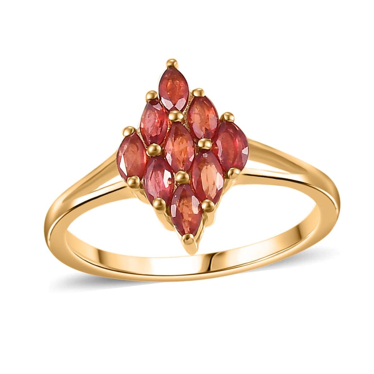 Premium Red Sapphire 1.00 ctw Scarlet Flame Ring in 18K Vermeil Yellow Gold Over Sterling Silver (Size 7.0) image number 0