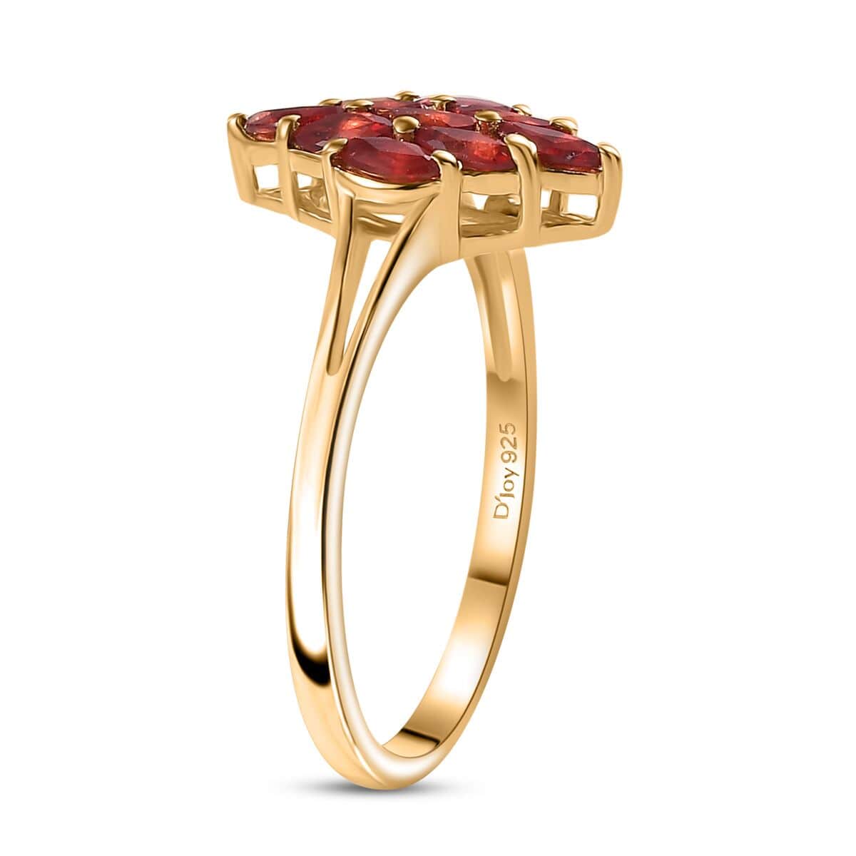 Premium Red Sapphire 1.00 ctw Scarlet Flame Ring in 18K Vermeil Yellow Gold Over Sterling Silver (Size 7.0) image number 3