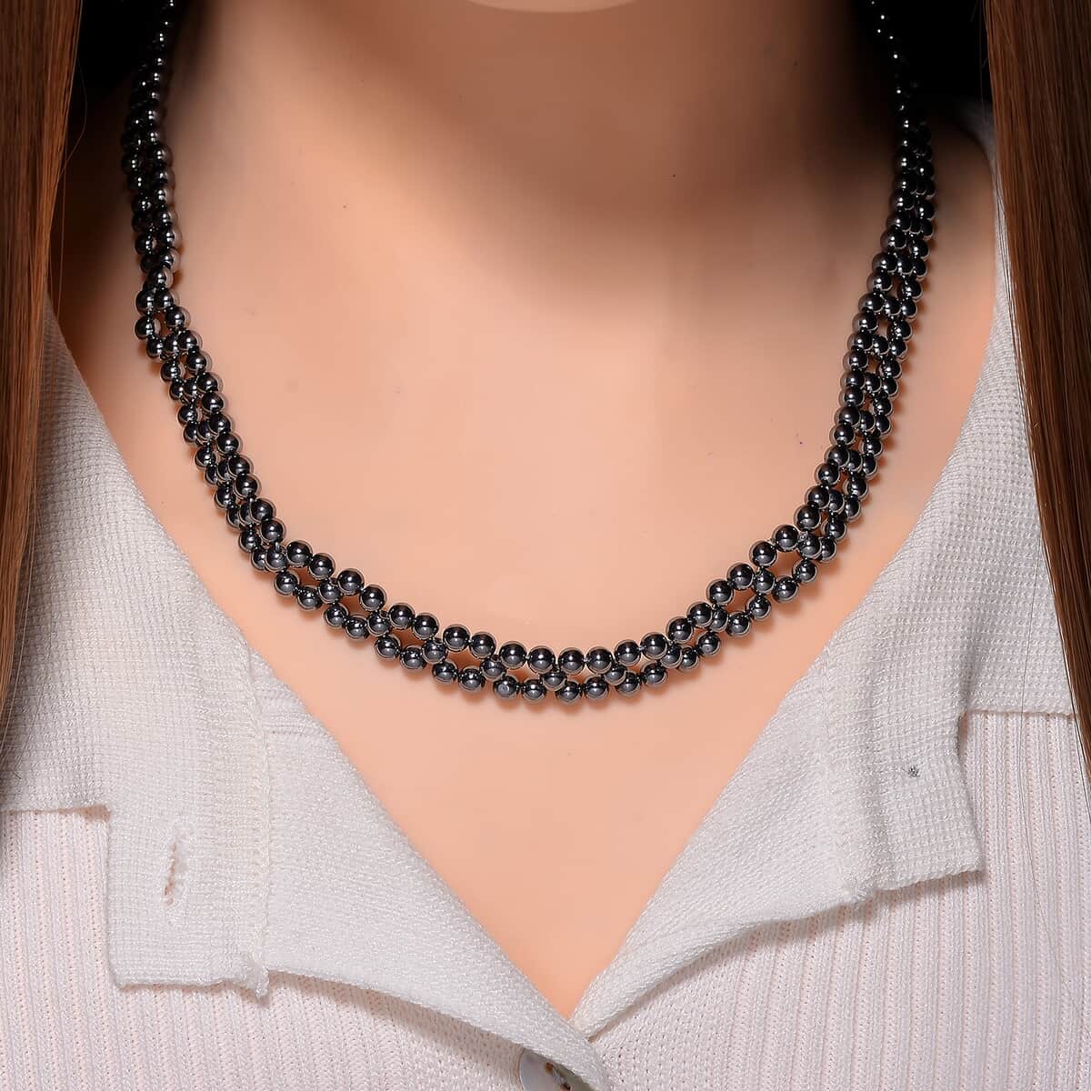 Terahertz Beaded 90.00 ctw Necklace in Stainless Steel 16.5-20.50 Inches image number 1