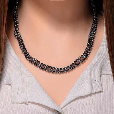Terahertz Beaded 90.00 ctw Necklace in Stainless Steel 16.5-20.50 Inches