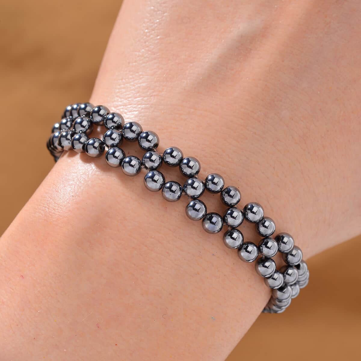 Doorbuster Terahertz 50.00 ctw 2 Row Beaded Stretch Bracelet image number 1