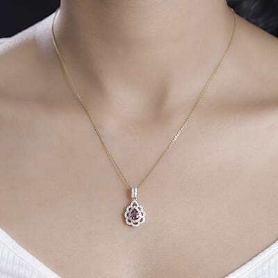 Certified & Appraised Luxoro AAA Padparadscha Sapphire and G-H I2 Diamond 1.40 ctw Pendant without Chain in 14K Yellow Gold