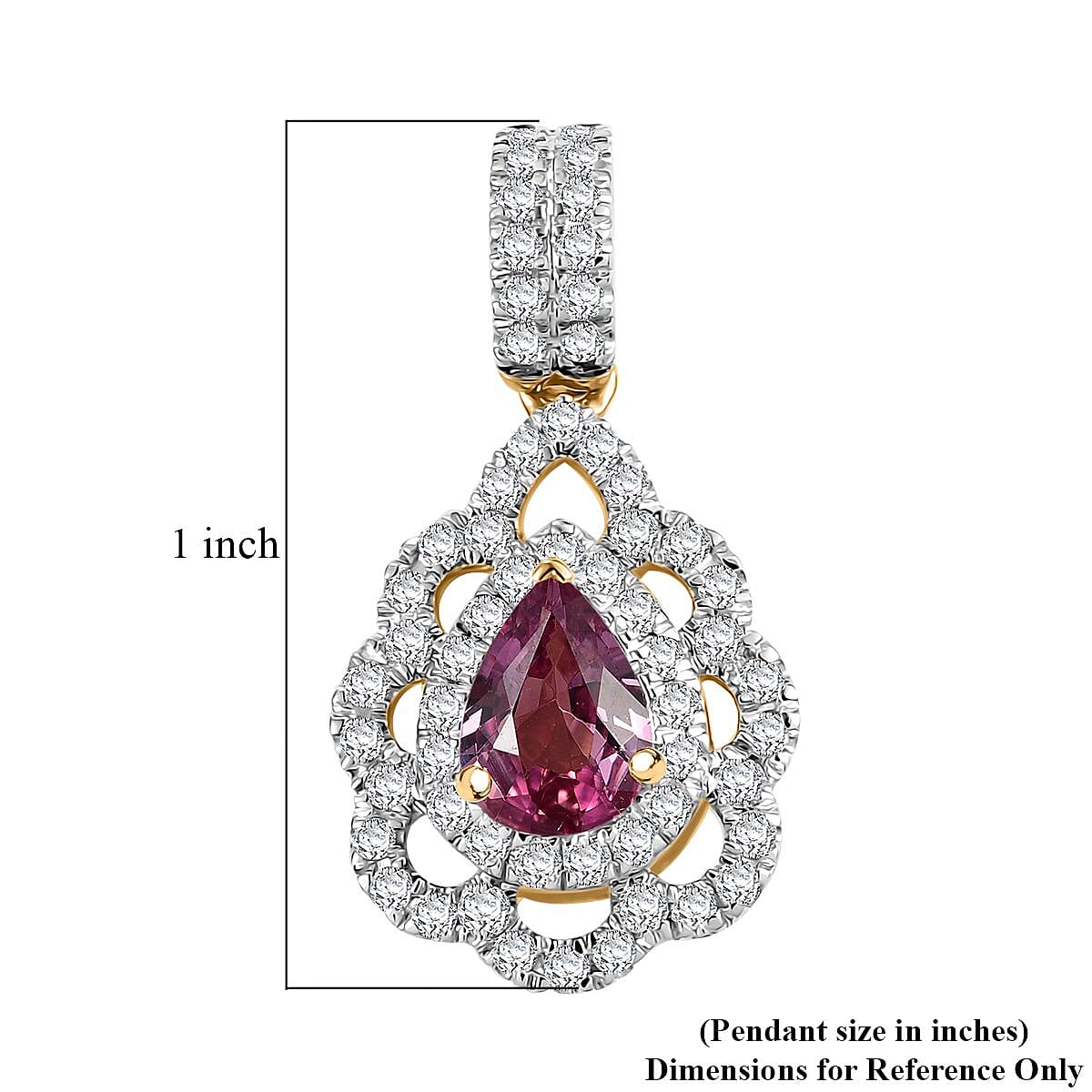 Certified & Appraised Luxoro AAA Padparadscha Sapphire and G-H I2 Diamond 1.40 ctw Pendant without Chain in 14K Yellow Gold