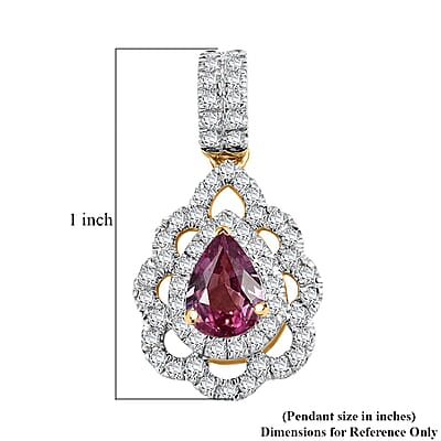 Certified & Appraised Luxoro AAA Padparadscha Sapphire and G-H I2 Diamond 1.40 ctw Pendant without Chain in 14K Yellow Gold