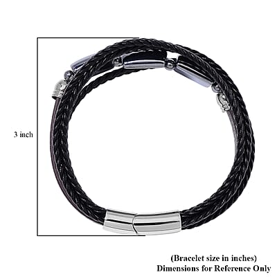 Terahertz Bracelet in Leather Code and Stainless Steel (8.50 In) 60.00 ctw