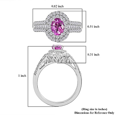 Certified & Appraised Rhapsody 950 Platinum AAAA Padparadscha Sapphire, Diamond (E-F, VS2) (01.78 cts) Ring (Size 13.0) (6.55 g) 1.75 ctw