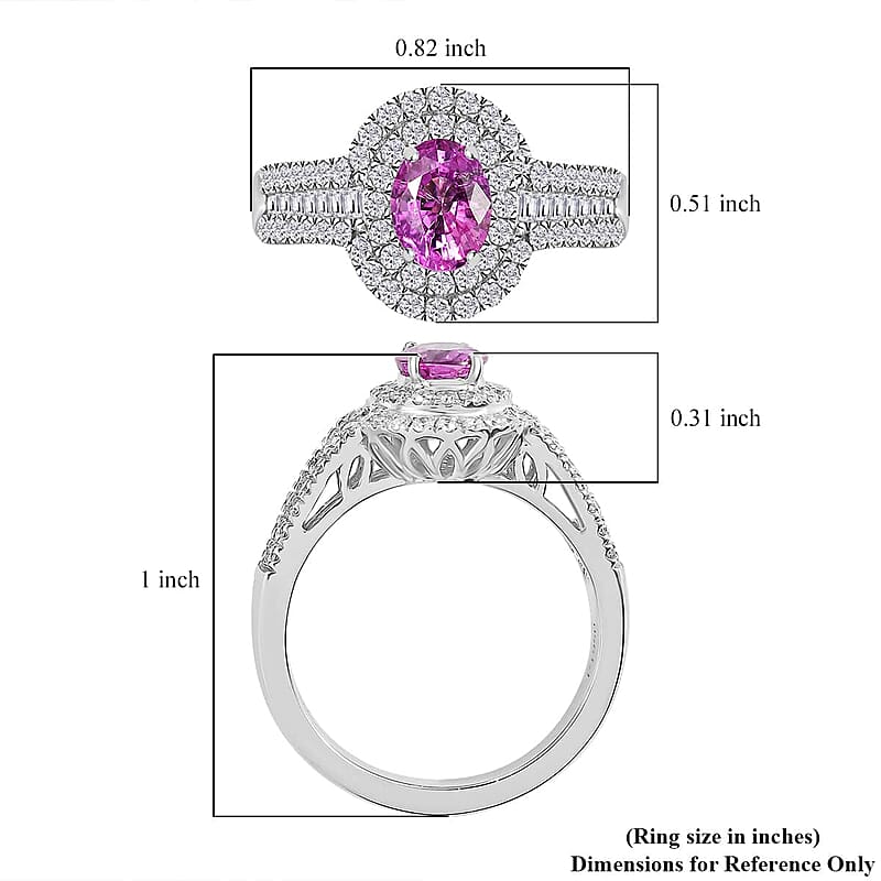 Certified & Appraised Rhapsody AAAA Padparadscha Sapphire and E-F VS2 Diamond 1.75 ctw Ring in 950 Platinum (Size 6.0) 6.55 Grams