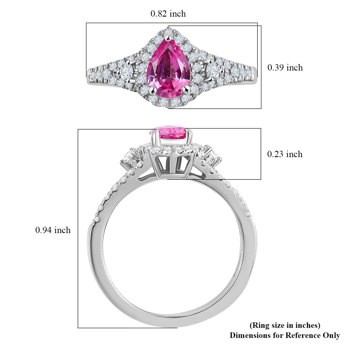 Certified & Appraised Rhapsody AAAA Padparadscha Sapphire and E-F VS2 Diamond 1.11 ctw Ring in 950 Platinum (Size 10.0) 4.75 Grams image number 5