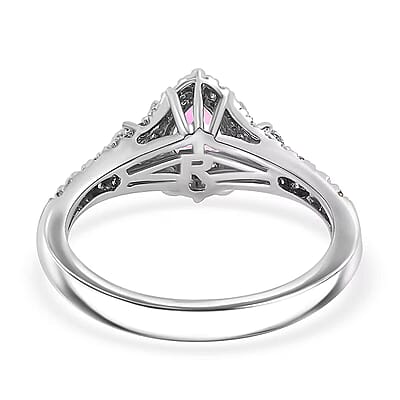 Certified & Appraised Rhapsody AAAA Padparadscha Sapphire and E-F VS2 Diamond 1.11 ctw Ring in 950 Platinum (Size 10.0) 4.75 Grams